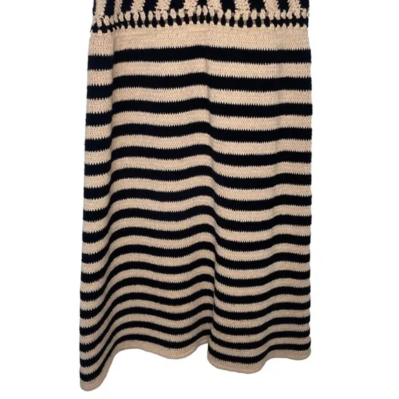 Miou Muse Crochet Knitted Black Tan Color Block Above Knee Dress Medium - Picture 5 of 7